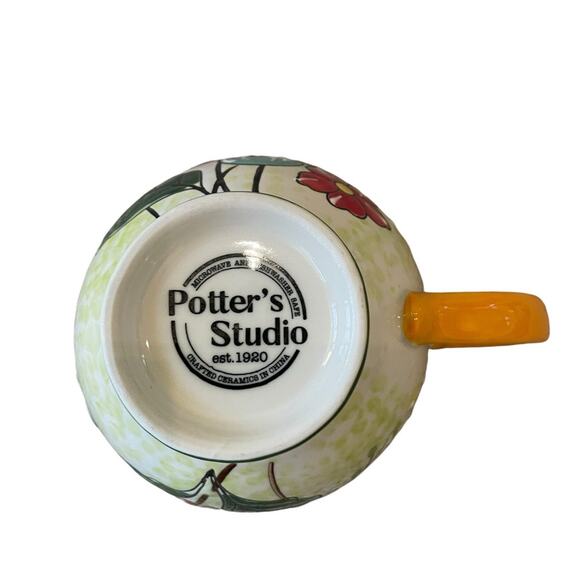POTTER'S STUDIO Floral Ceramic Coffee or Tea Mug 12oz. Colorful Yellow Trim New - Picture 8 of 15